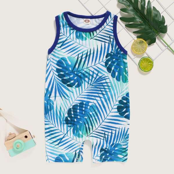 

Baby Boy Tropical Print Tank Romper, Multicolor