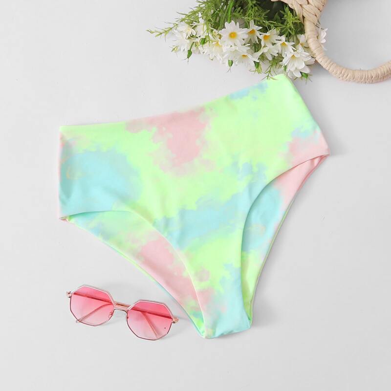 

Tie Dye High Waist Bikini Bottom, Mint green