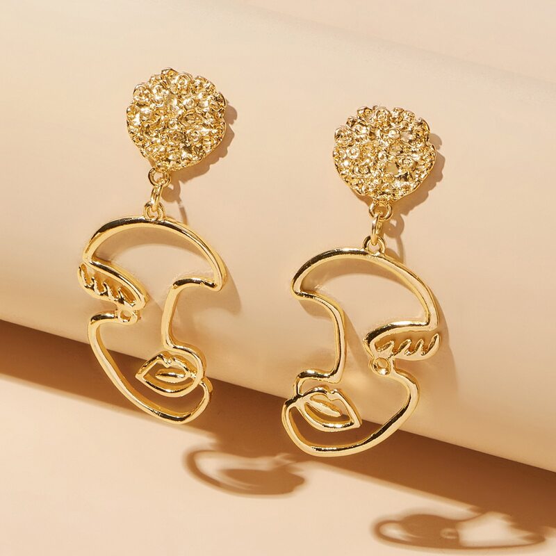 

Abstract Figure Drop Earrings, Gold