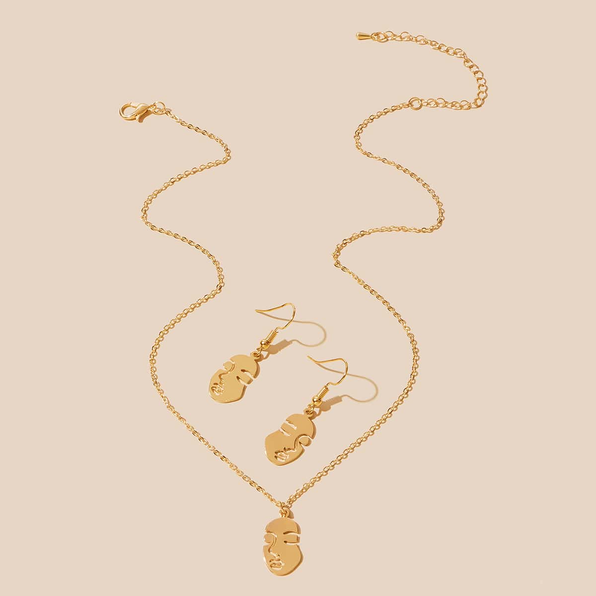 

3pcs Abstract Figure Jewelry Set, Gold