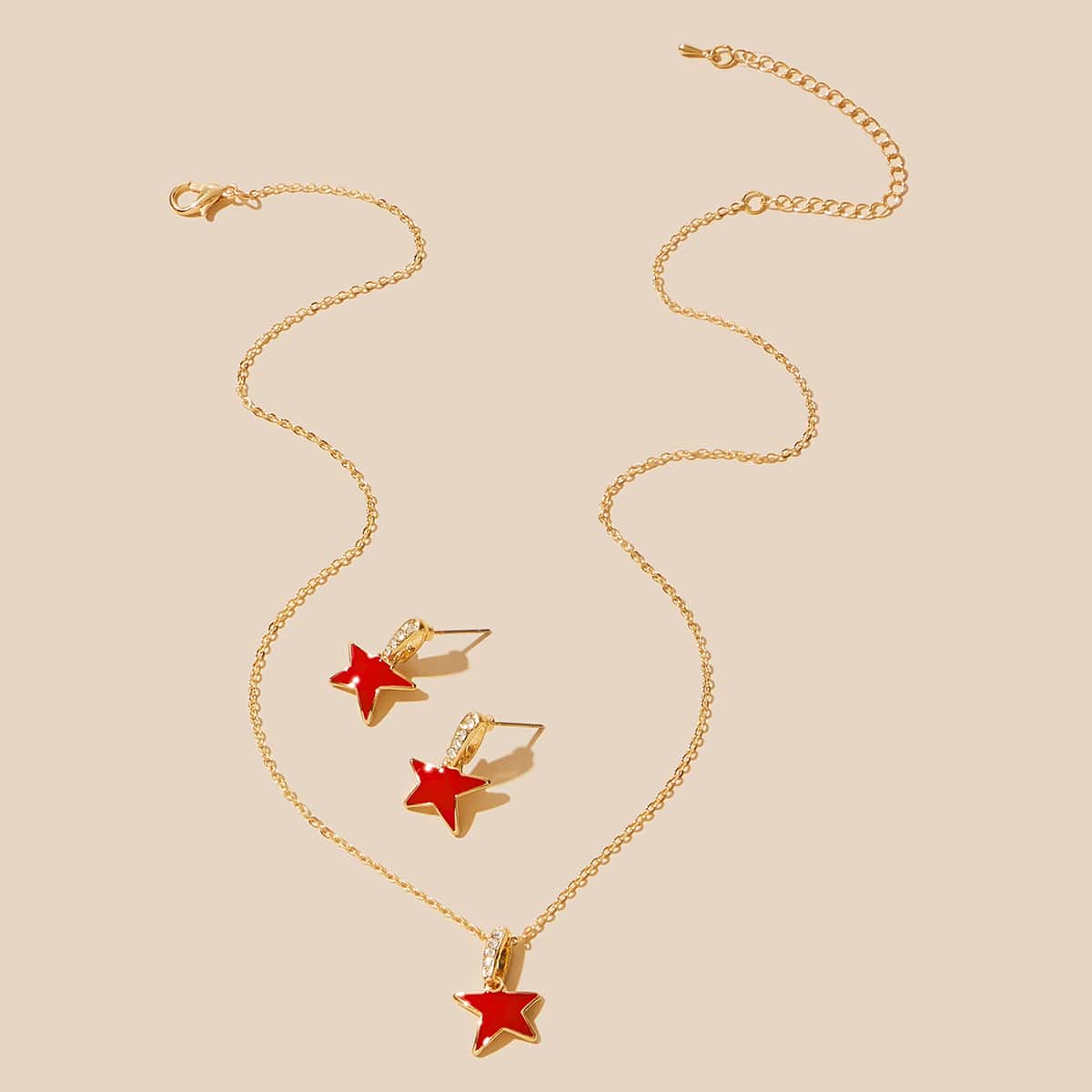 

3pcs Star Jewelry Set, Red