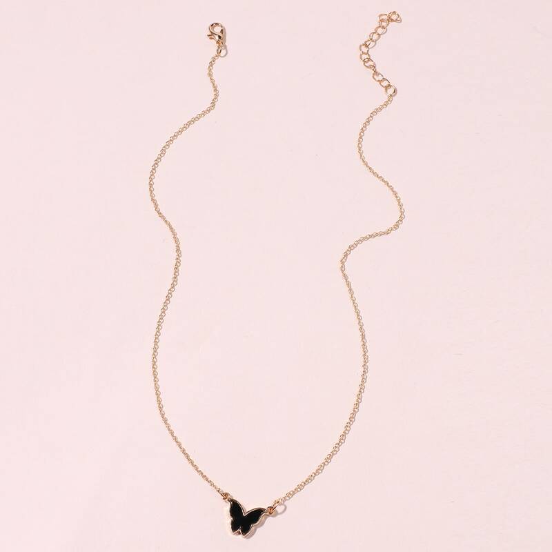 

Butterfly Chain Necklace, Black