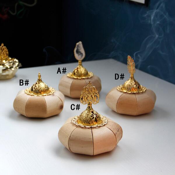 

1pc Wooden Incense Burner, Khaki