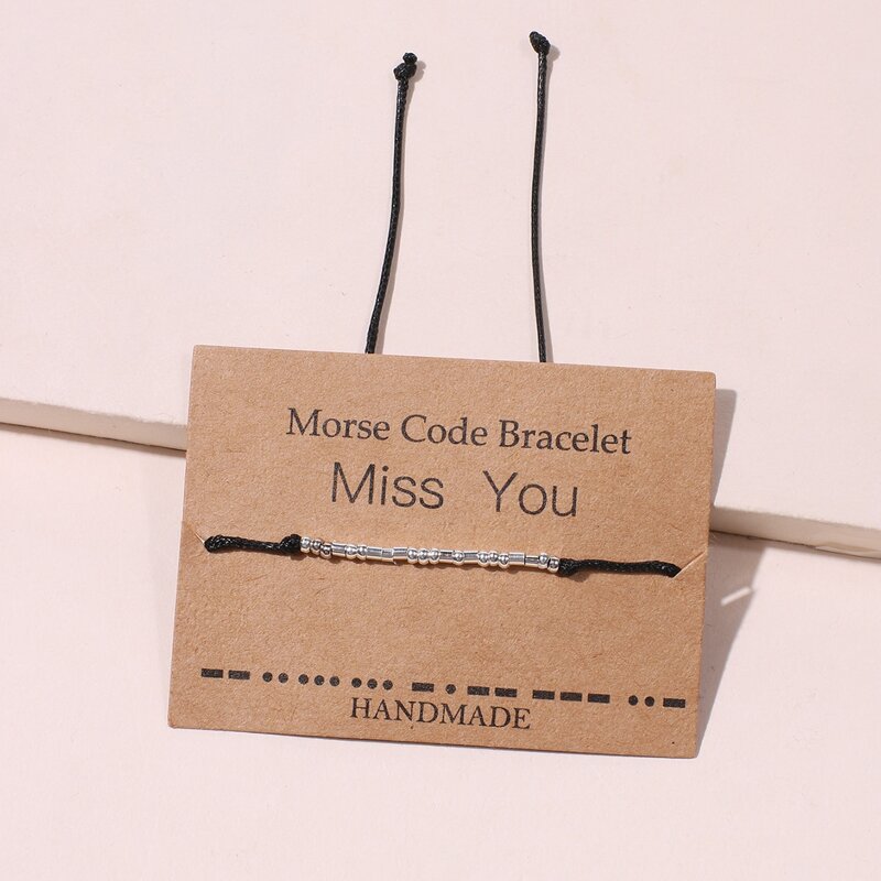 

Morse Code Miss You Bracelet, Silver