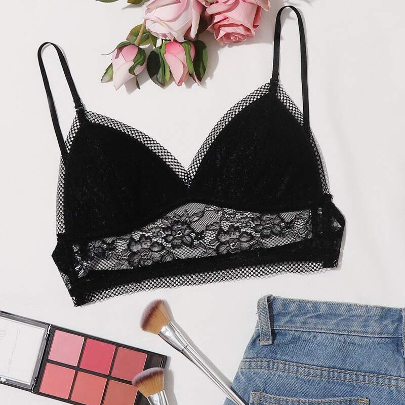 

Floral Lace Black Bra