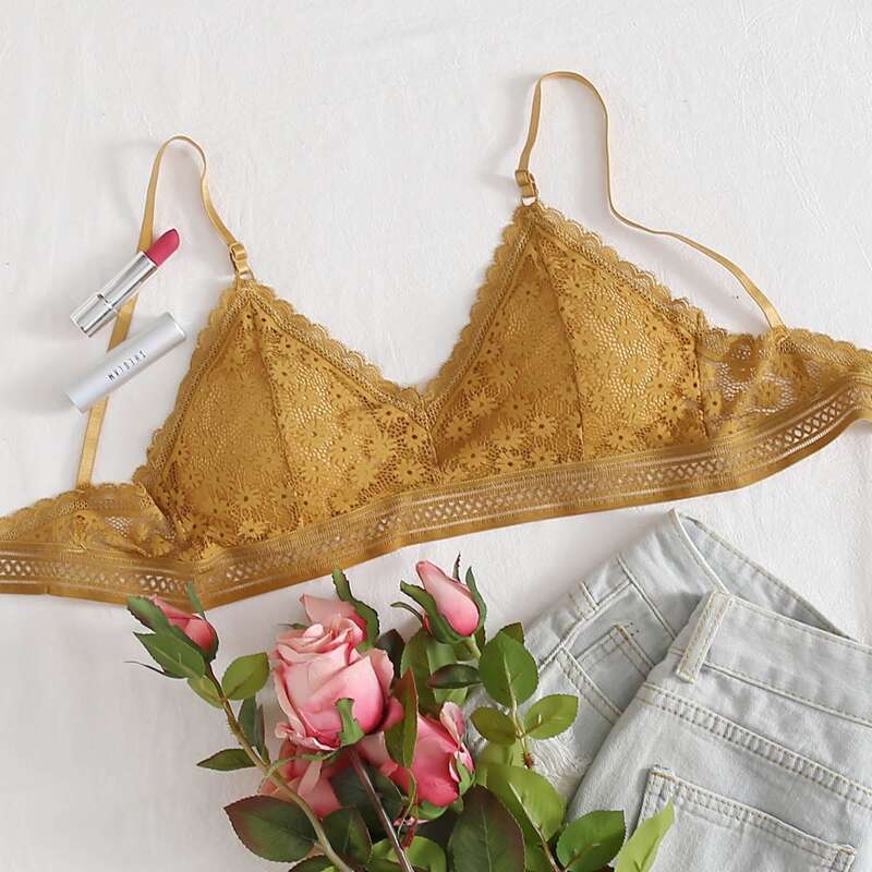 

Lace Floral Bralette, Mustard yellow