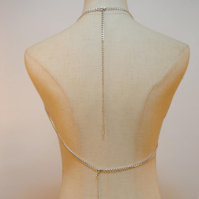 

Rhinestone Decor Body Chain, Silver