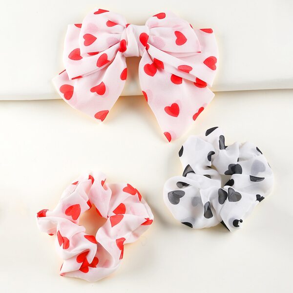 

3pcs Heart Pattern Hair Accessory, Multicolor