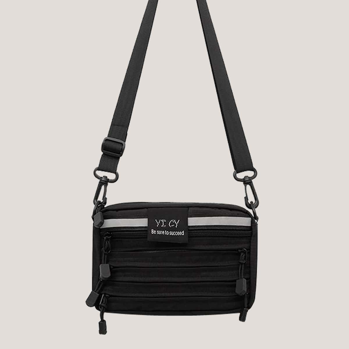 

Layered Zip Crossbody Bag, Black