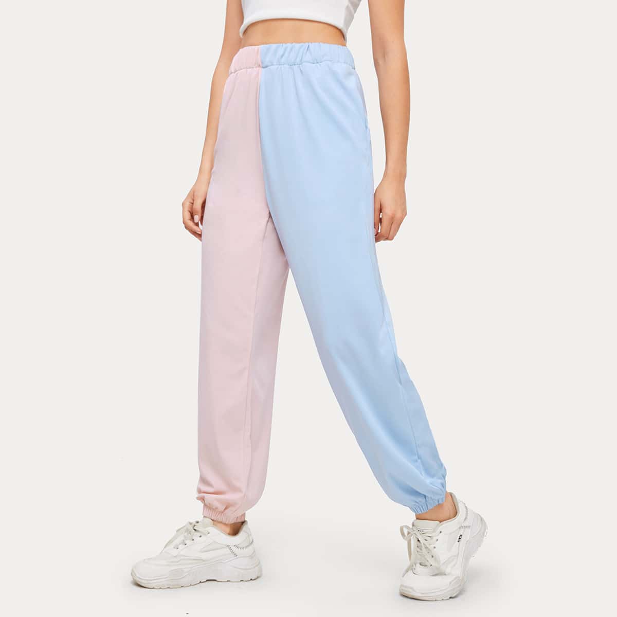 

Colorblock Elastic Waist Joggers, Multicolor