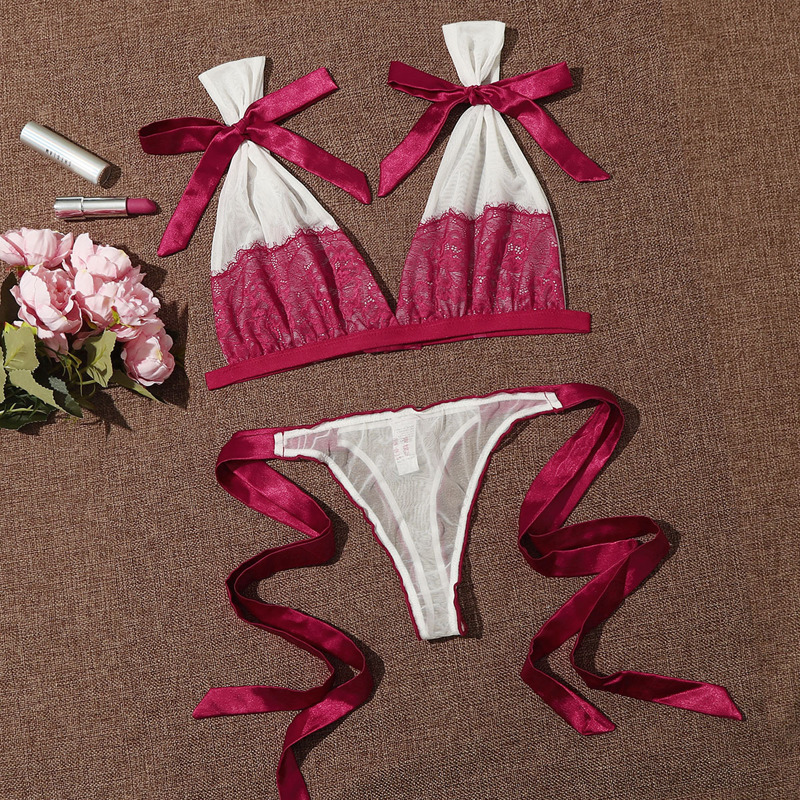 

High Apex Bra & Self Tie Thong, Red and white