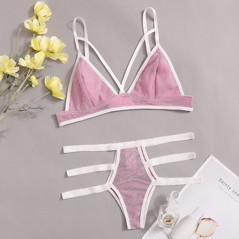 

Glitter Harness Lingerie Set, Pink