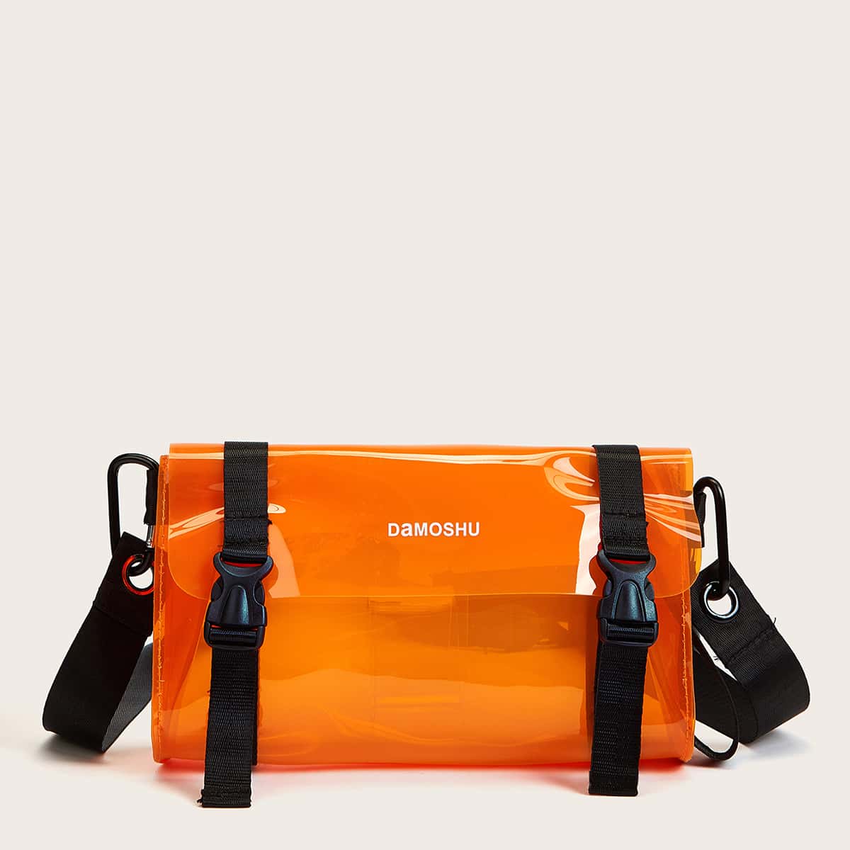 

Clear Buckle Crossbody Bag, Orange clear