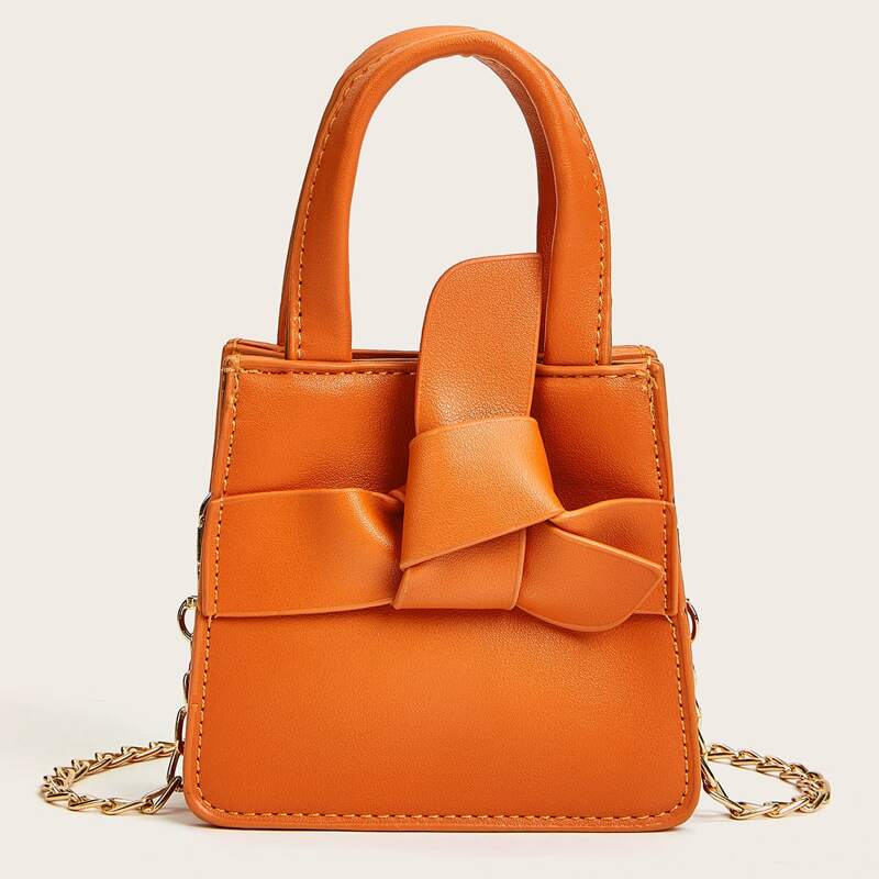 

Knot Mini Chain Satchel Bag, Orange bright