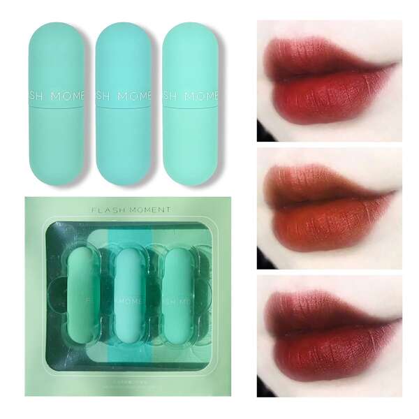 

Набор из 3-х бархатных матовых блесков для губ, Многоцветный