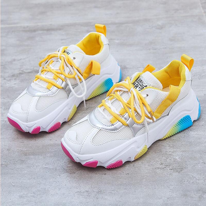 

Lace-up Mesh Chunky Sneakers, Multicolor