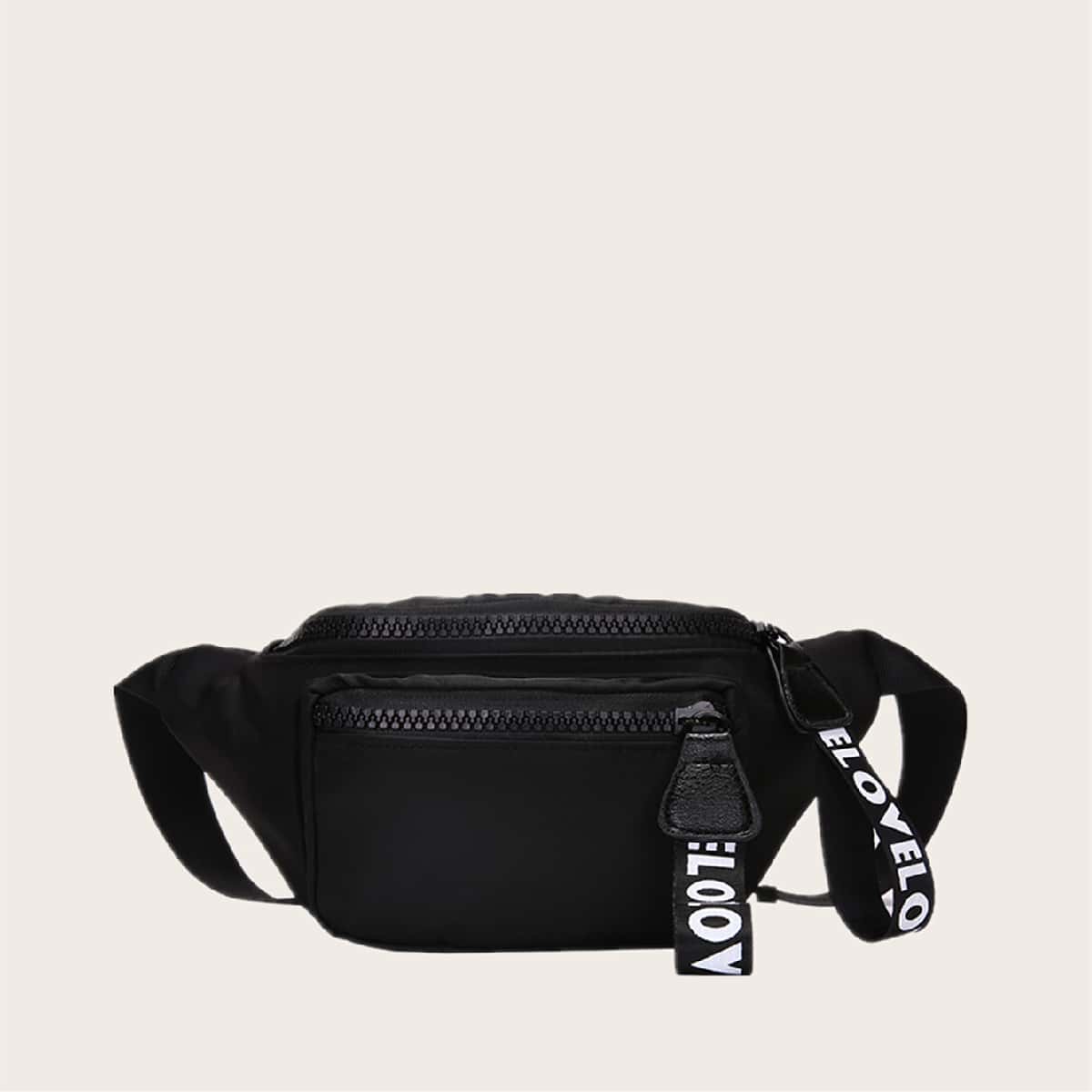 

Guys Letter Tape Decor Fanny Pack, Black