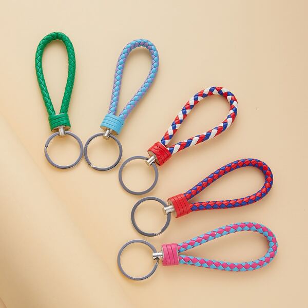 

5pcs Braided Keychain Rope, Multicolor