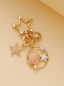 Shell Decor Keychain - Pink - View 1