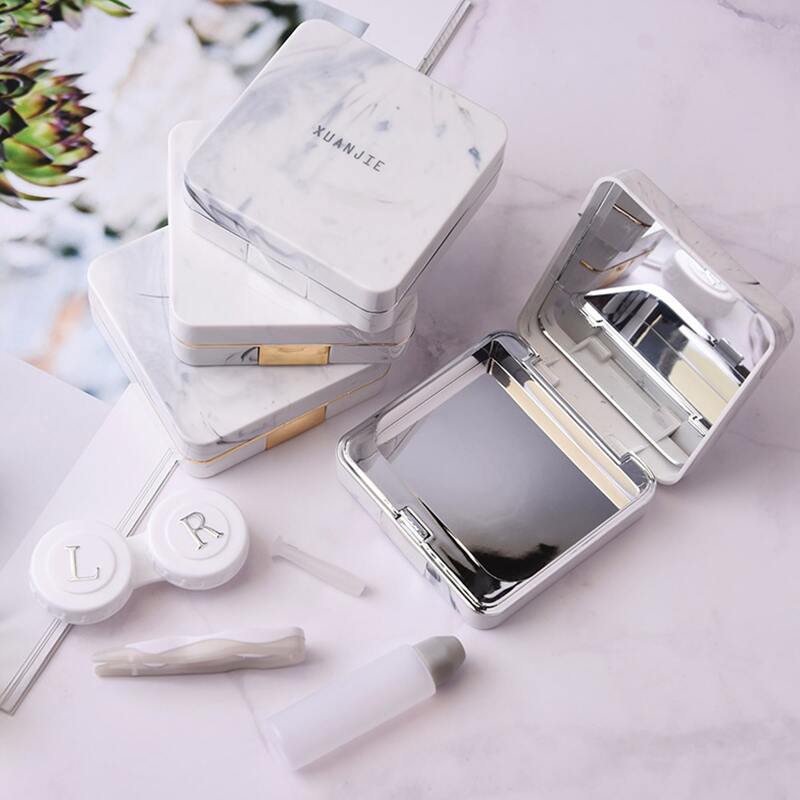 

1pc Marble Pattern Random Color Contact Lens Case, Multicolor