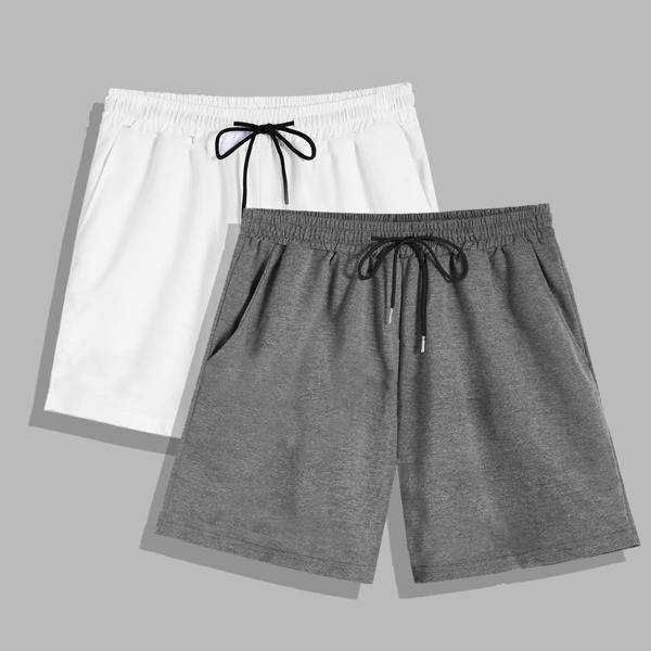 

Men 2pcs Drawstring Waist Sweat Shorts, Multicolor