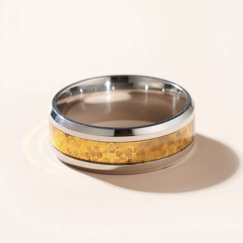

Guys Glitter Round Ring, Silver