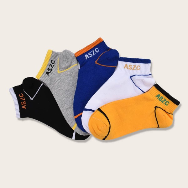 

5pairs Men Letter Graphic Socks, Multicolor