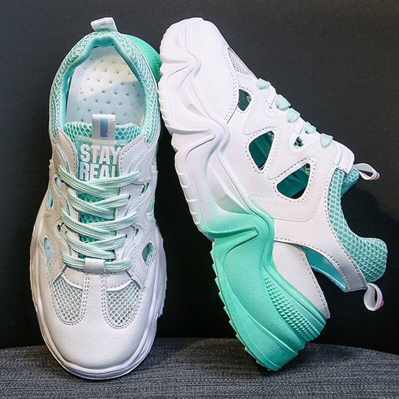 

Cutout Lace-up Chunky Sneakers, White