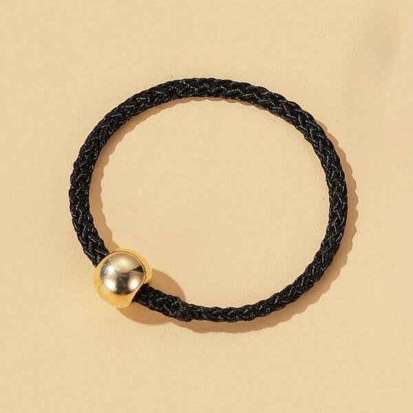 

Metal Decor Braided Ring, Black