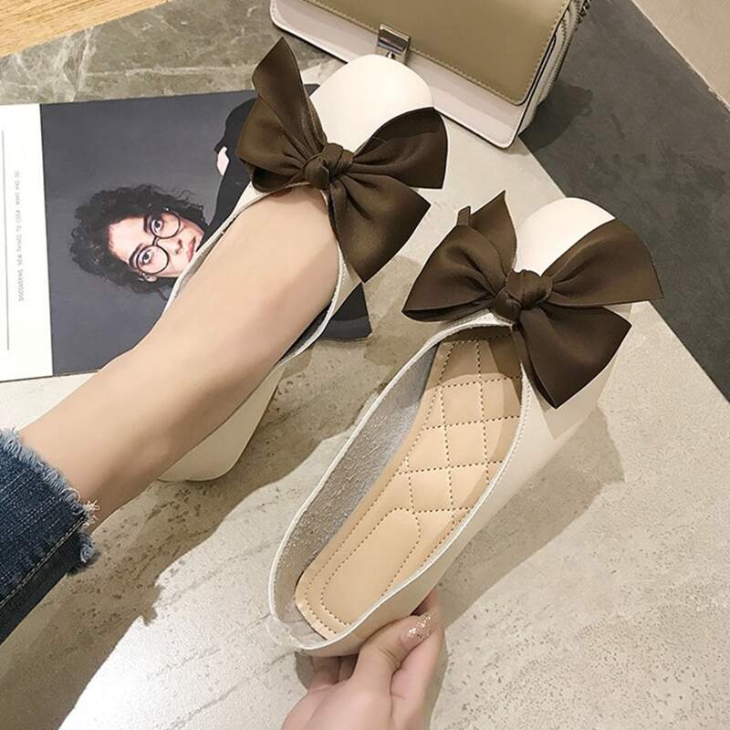 

Bow Tie Ballet Flats, Beige