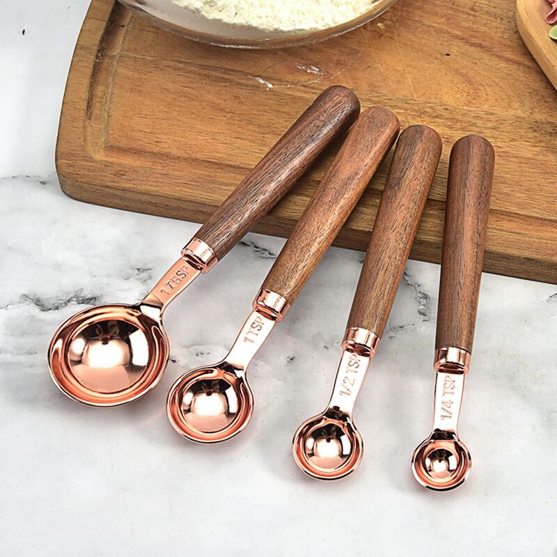 

4pcs Wooden Handle Measuring Spoon, Multicolor
