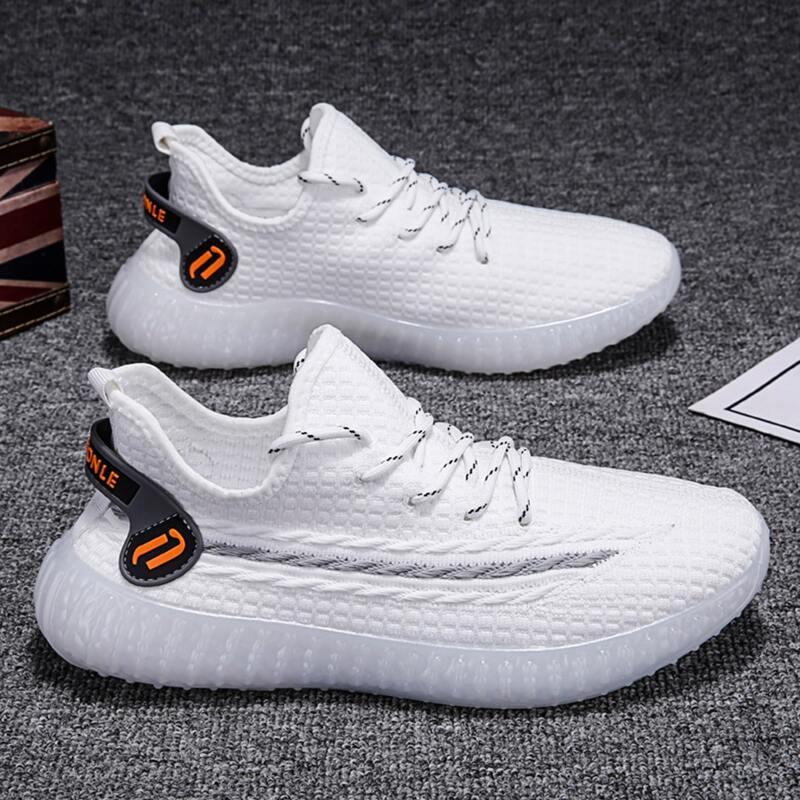 

Guys Lace-up Front Low Top Knit Sneakers, White