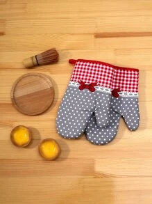 1入組波卡圓點圖案隔熱手套