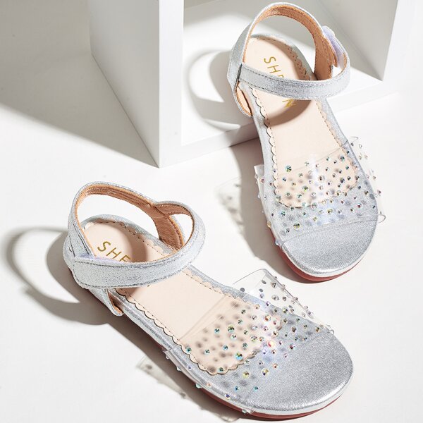 

Toddler Girls Rhinestone Detail Clear Sandals, Silver