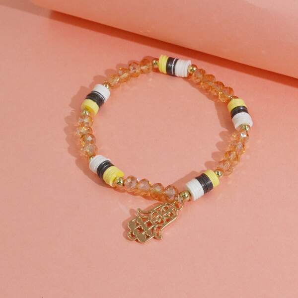

Hollow Out Beaded Bracelet, Gold