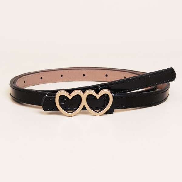 

Kids Heart Buckle Belt, Black