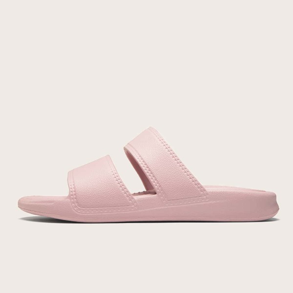 

Open Toe Double Band Slides, Pink