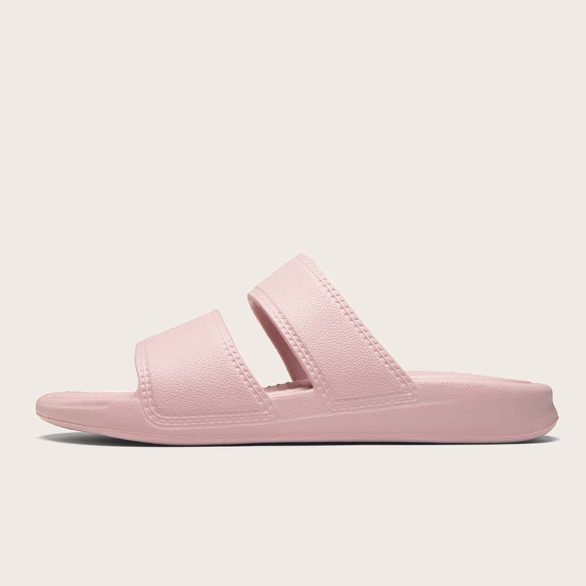 

Open Toe Double Band Slides, Pink