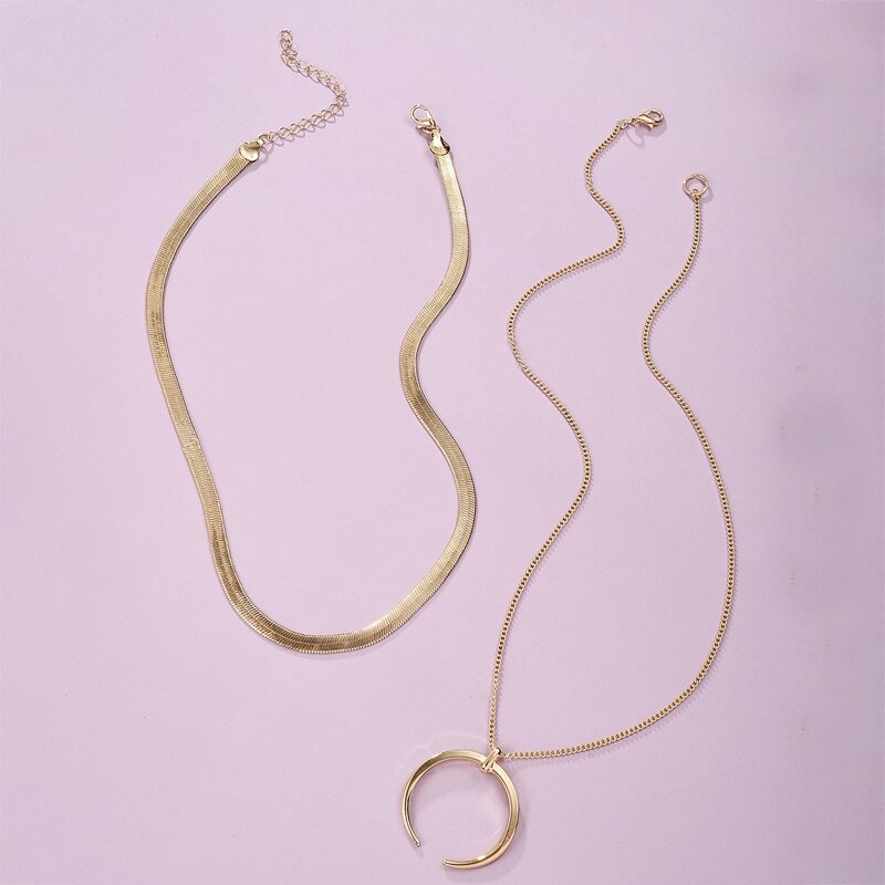 

2pcs Moon Charm Necklace, Gold