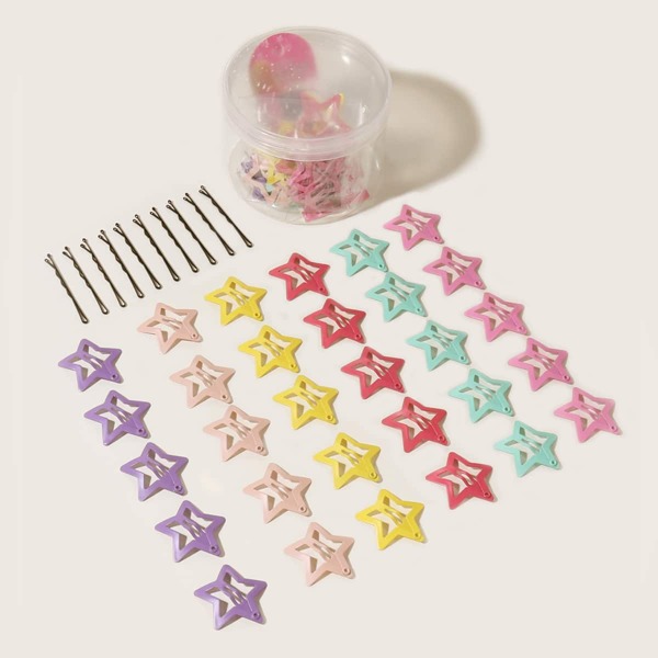 

40pcs Toddler Girls Star Shaped Hair Clip, Multicolor