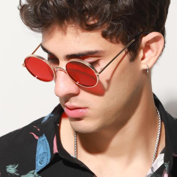 

Men Metal Frame Sunglasses, Red