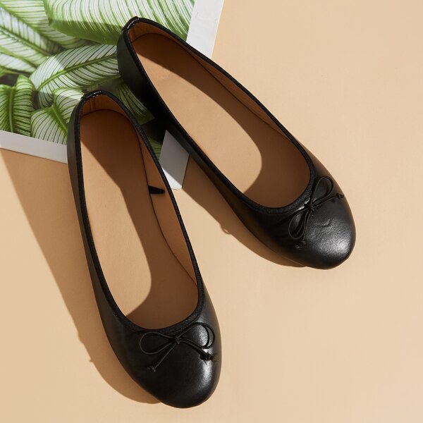 

Bow Decor Ballet Flats, Black