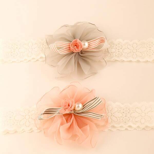

2pcs Baby Flower Bow Decor Headband, Multicolor