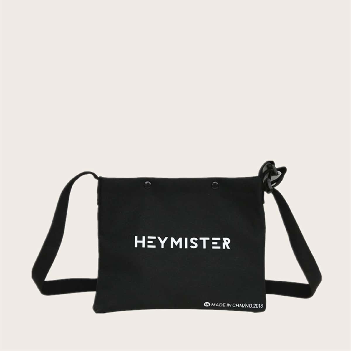 

Guys Letter Graphic Crossbody Bag, Black