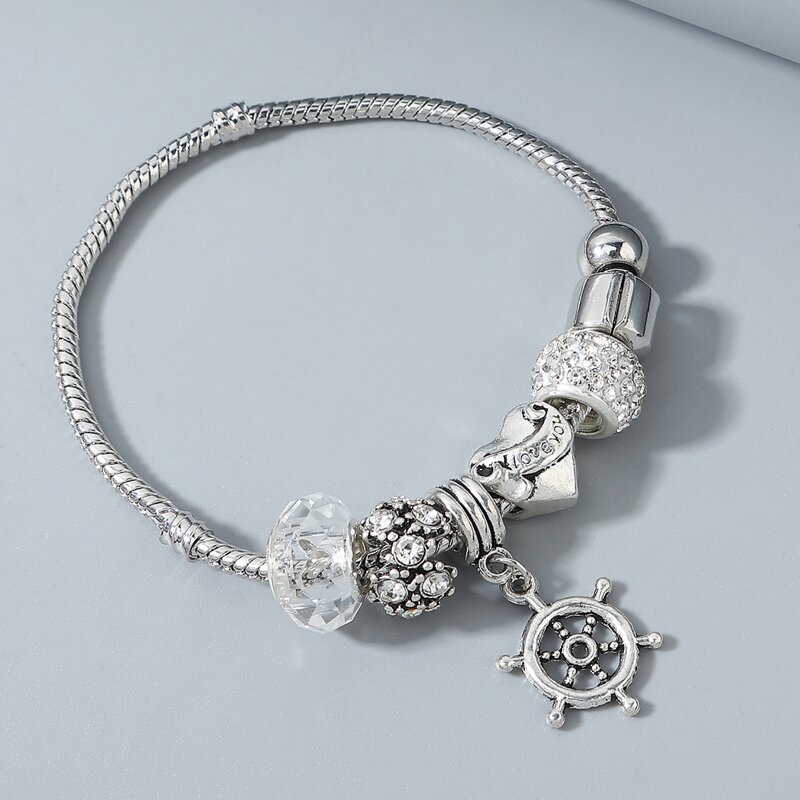 

Rudder Charm Bracelet, Silver