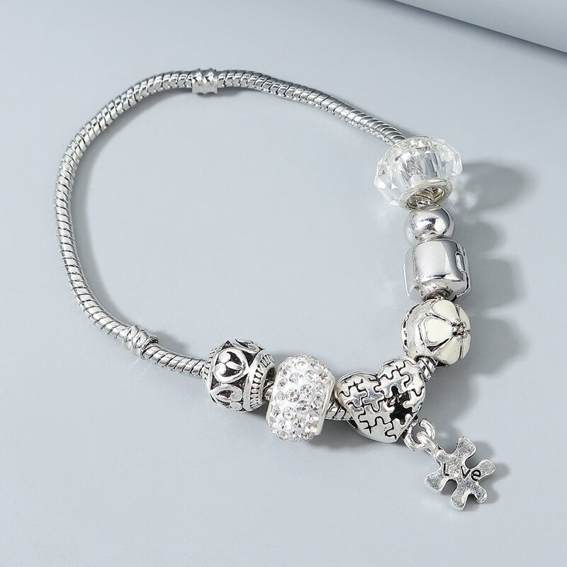 

Heart Decor Bracelet, Silver