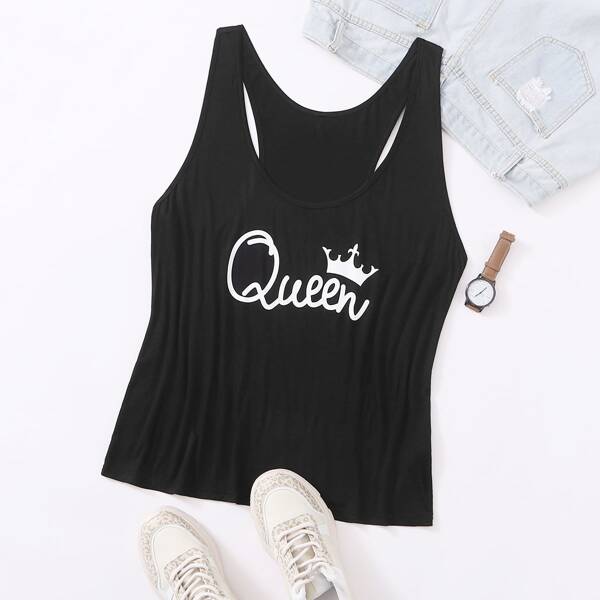 

Plus Letter Graphic Tank Top, Black