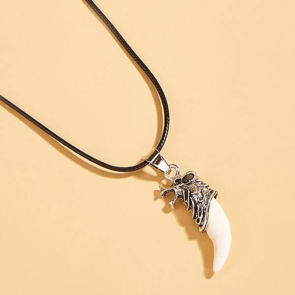 

Wolf Charm Necklace, Black