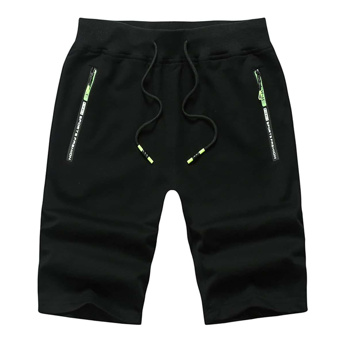 

Men Zip Side Drawstring Track Shorts, Black