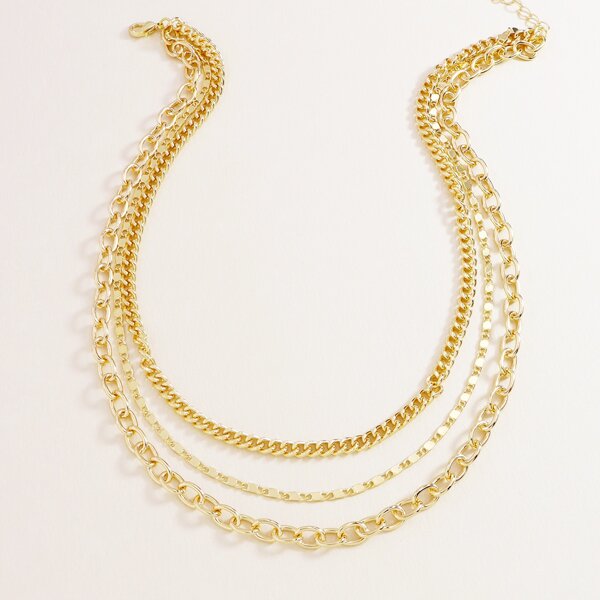 

Layered Chain Necklace, Gold